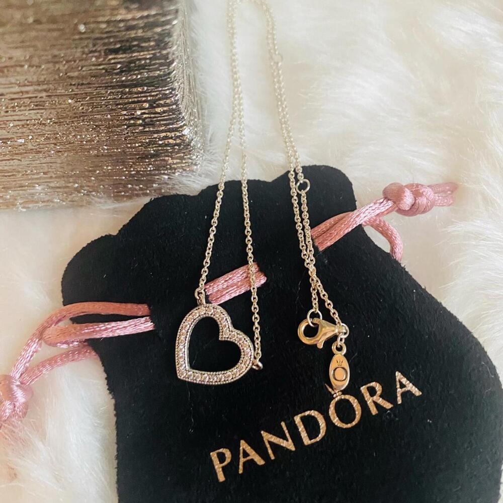 Pandora Heart Pendant Necklace Silver